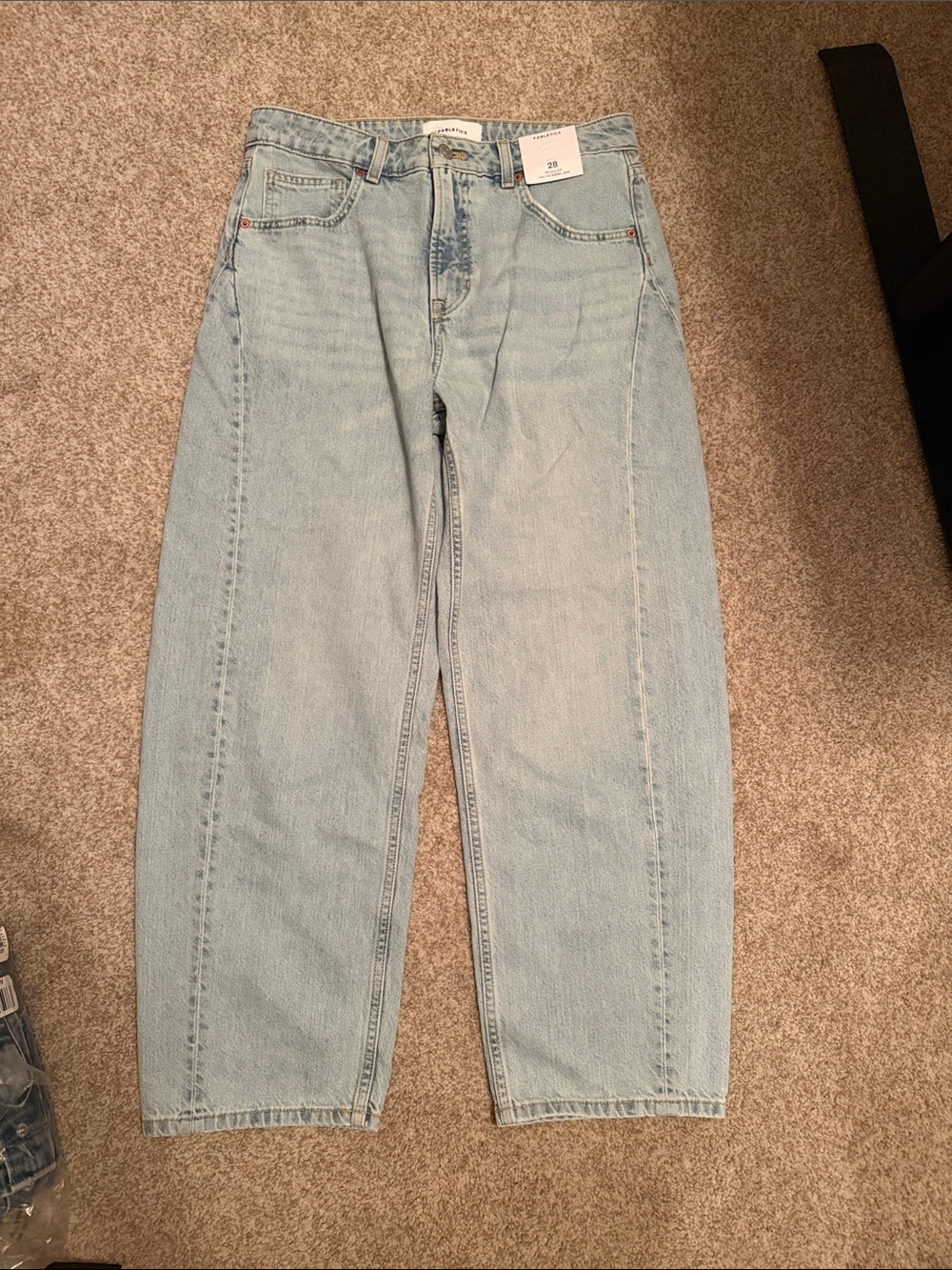 Fabletics Light Blue High-Rise Barrel Jeans